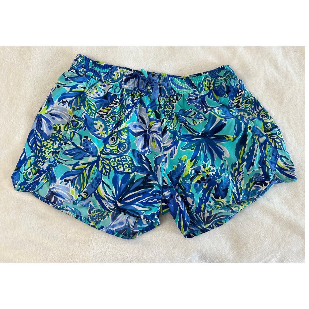 Lilly Pulitzer Blue & Turquoise Floral Athletic Shorts